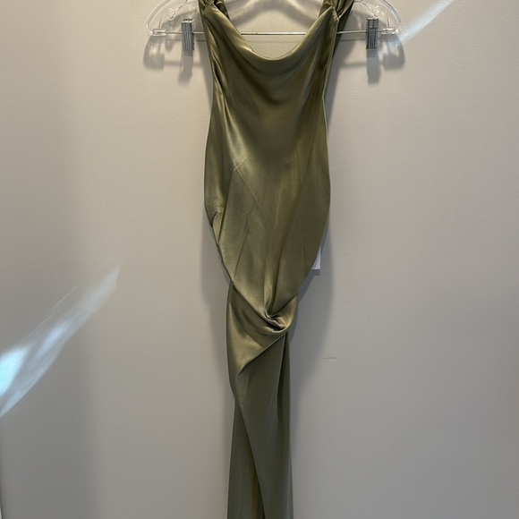 Reformation Casette Silk Dress, Artichoke Color New With Tags - Picture 6 of 7